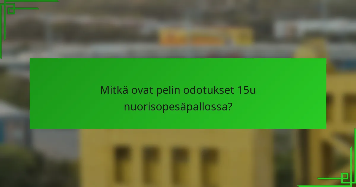 Mitkä ovat pelin odotukset 15u nuorisopesäpallossa?