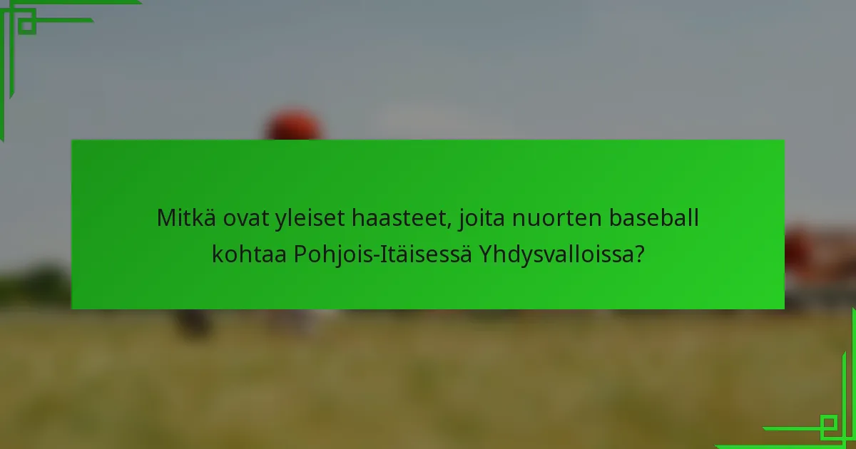 Mitkä ovat yleiset haasteet, joita nuorten baseball kohtaa Pohjois-Itäisessä Yhdysvalloissa?